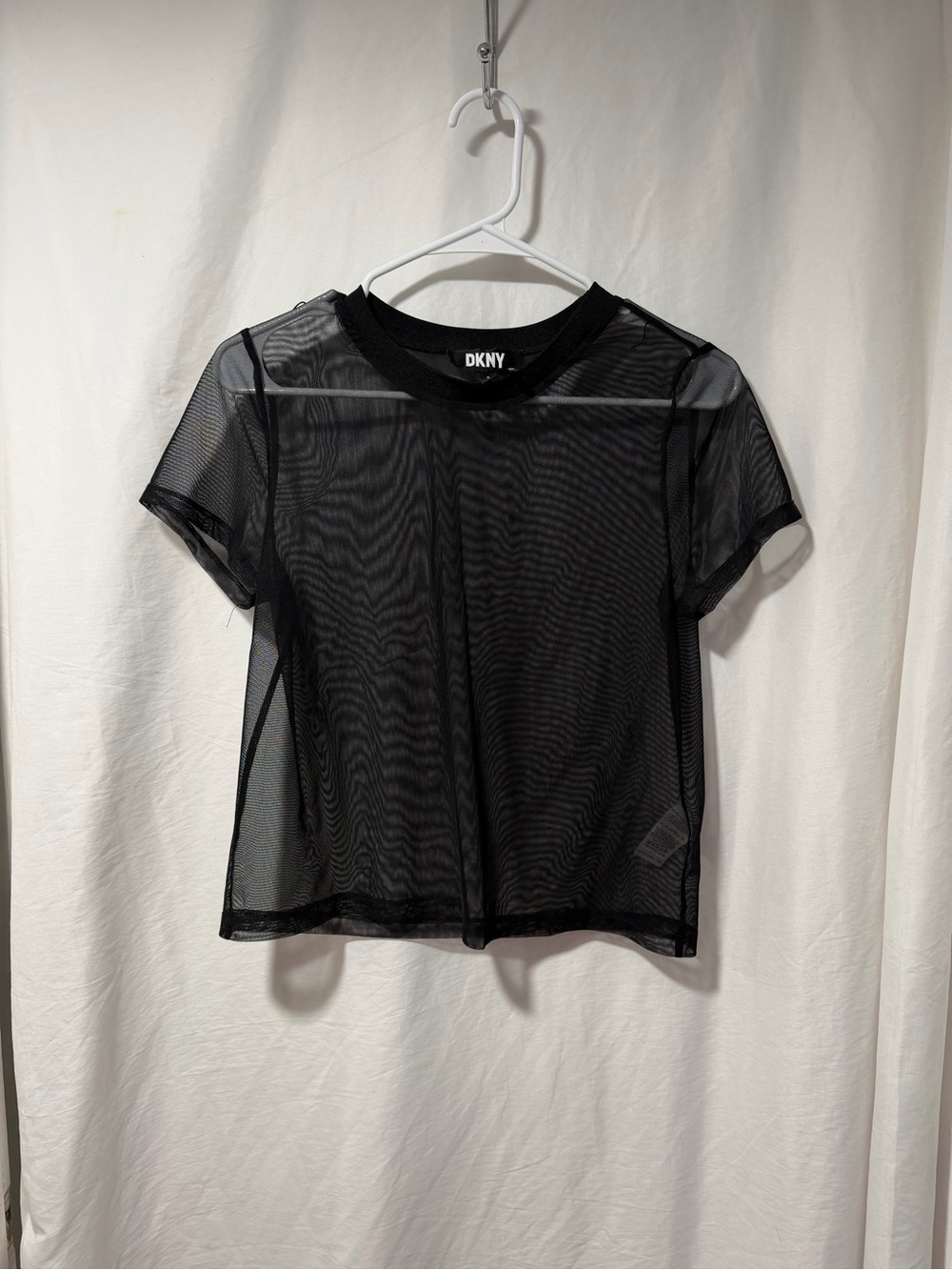 DKNY Black Sheer Mesh Short Sleeve Tee